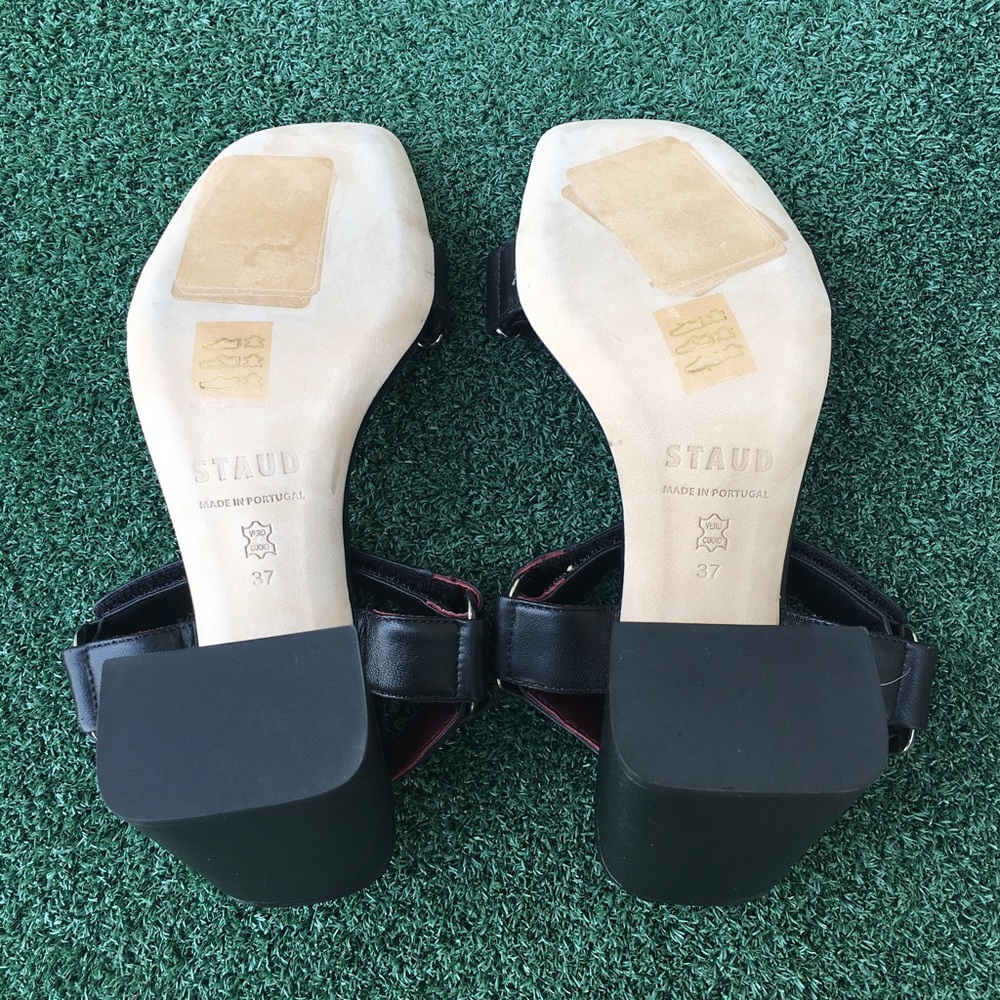 New Staud Betty Block Heel Sandal Leather Black 37 - Picture 8 of 16